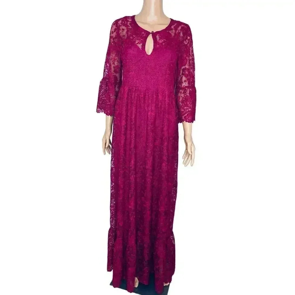 Johnny Was Harper lace Maxi dress Smokey rose size S NWT
